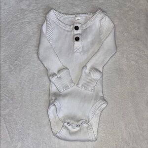 (3 for $10) White Ribbed One Piece bodysuit